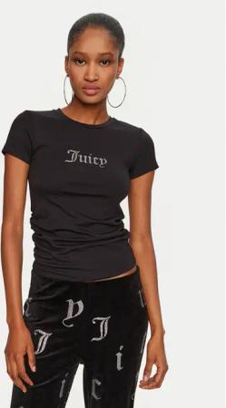 Juicy Couture T-Shirt Dot Ruched JCWCT24311 Schwarz Slim Fit