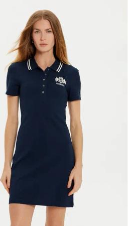 Tommy Hilfiger Kleid für den Alltag Varsity WW0WW43841 Dunkelblau Slim Fit