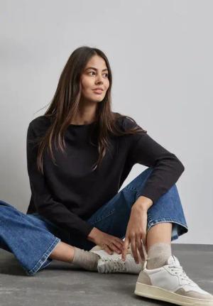 Street One Frauen Melange-Look Pullover in Lila, Gr: 44