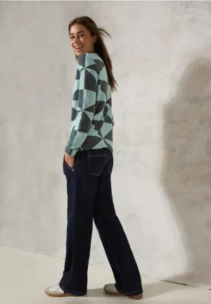 Cecil Damen Gemustertes Ottoman Shirt in Grün, Gr: XS