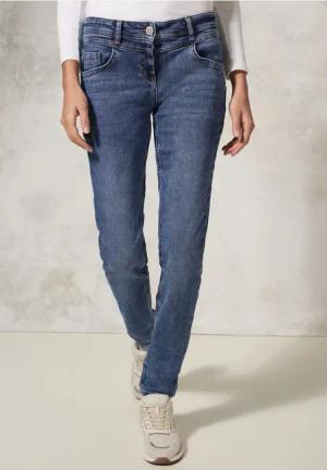 Cecil Damen Thermo Jeans im Casual Fit in Blau, Gr: 27