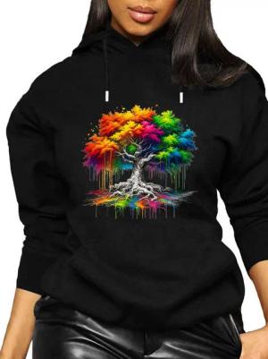 RMK Hoodie Damen Kapuzenpullover Pulli mit Kapuze Baum Wurzel