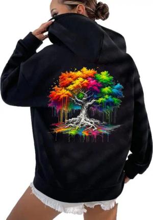 RMK Hoodie Damen Kapuzenpullover Pulli mit Kapuze Baum Wurzel