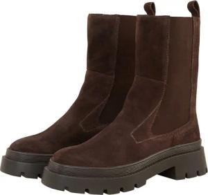 TOM TAILOR Damen Gefütterte Lederstiefel, braun, Uni, Gr. 39