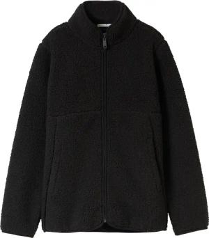 TOM TAILOR Jungen Teddyjacke mit Stehkragen, schwarz, Uni, Gr. 152