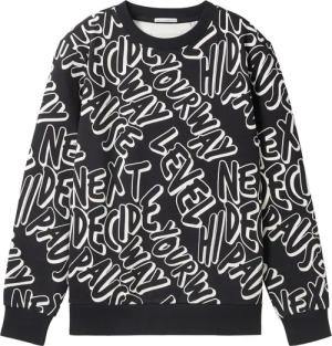 TOM TAILOR Jungen Print Sweatshirt mit Bio-Baumwolle, schwarz, Gemustert, Gr. 152