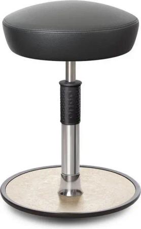 ONGO Bürostuhl Sitz- Stehhocker Free Regular Hutsitz Boxmark Leder Grau chrom /cremew