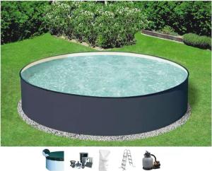 KONIFERA Rundpool "Gomera 3", (Set, 6 tlg.), moderne graue Optik mit sandfarbener Poolinnenfolie in versch. Größen