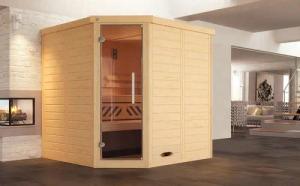 weka Sauna "Design-Sauna KEMI Eck 1", naturbelassenes Fichtenholz, moderne Glastür