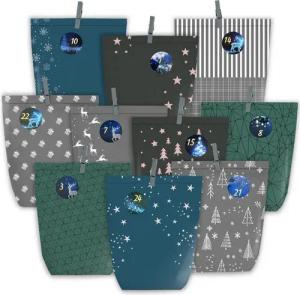 LuxusKollektion DIY-Adventskalender Adventskalender zum Befüllen, 24 Papiertüten DIY Weihnachten Blau