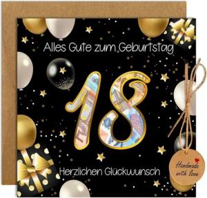 LuxusKollektion Dekohänger 18. Geburtstag Geldgeschenke Verpackung Umschläge Grußkarte
