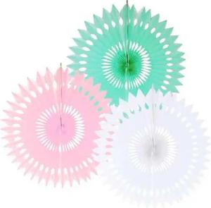 PAPSTAR GmbH Hängedekoration Dekofächer weiß-mint-rosa 40cm