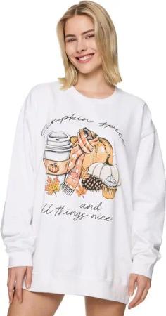 Worldclassca Sweatshirt Worldclassca Oversized Sweatshirt PUMPKIN Print Langarm Pullover Pulli PRINT PUMPKIN SPICE AND ALL THINGS NICE