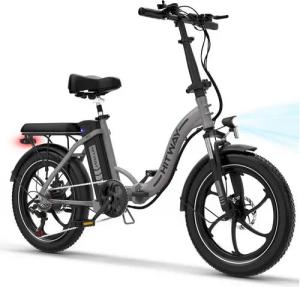 HITWAY E-Bike Klapprad E-Falträder für Damen Herren 250W Motor 25km/h, 7 Gang Shimano, Bürstenloser Heckmotor, 432 Wh, Elektrofahrrad klapprad E-Bike 20*3" FatReifen 36V/12Ah Akku