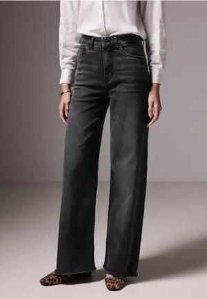 Street One Studio Frauen Wide Leg Jeans in Schwarz, Gr: 36