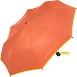 United Colors of Benetton Taschenregenschirm Super Mini HW 2024 - dragon fire, leuchtende Modefarben mit kontrastreichem Saum