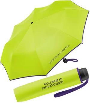 United Colors of Benetton Taschenregenschirm Super Mini HW 2024 - kiwi colada, leuchtende Modefarben mit kontrastreichem Saum