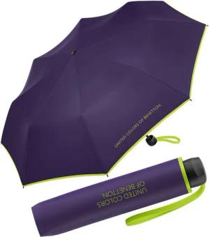 United Colors of Benetton Taschenregenschirm Super Mini HW 2024 - indigo, leuchtende Modefarben mit kontrastreichem Saum