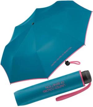 United Colors of Benetton Taschenregenschirm Super Mini HW 2024 - algiers blue, leuchtende Modefarben mit kontrastreichem Saum