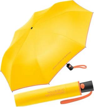United Colors of Benetton Taschenregenschirm Mini Automatik HW 2024 - cyber yellow, leuchtende Modefarben mit kontrastreichem Saum