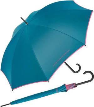 United Colors of Benetton Stockregenschirm Long AC mit Auf-Automatik HW 2024 - algiers blue, leuchtende Modefarben mit kontrastreichem Saum