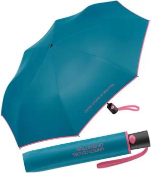 United Colors of Benetton Taschenregenschirm Mini Automatik HW 2024 - algiers blue, leuchtende Modefarben mit kontrastreichem Saum