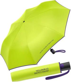 United Colors of Benetton Taschenregenschirm Mini Automatik HW 2024 - kiwi colada, leuchtende Modefarben mit kontrastreichem Saum