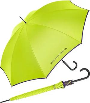 United Colors of Benetton Stockregenschirm Long AC mit Auf-Automatik HW 2024 - kiwi colada, leuchtende Modefarben mit kontrastreichem Saum