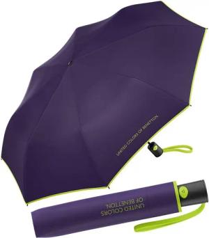 United Colors of Benetton Taschenregenschirm Mini Automatik HW 2024 - indigo, leuchtende Modefarben mit kontrastreichem Saum