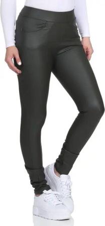 Aurela Damenmode Lederhose Kunstlederleggings für Damen leicht gefütterte Lederleggings mit Eingriff- und Gesäßtaschen, Thermofleece gefüttert