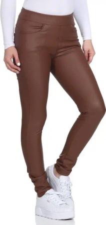 Aurela Damenmode Lederhose Kunstlederleggings für Damen leicht gefütterte Lederleggings mit Eingriff- und Gesäßtaschen, Thermofleece gefüttert