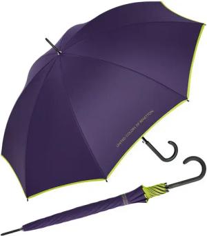 United Colors of Benetton Stockregenschirm Long AC mit Auf-Automatik HW 2024 - indigo, leuchtende Modefarben mit kontrastreichem Saum