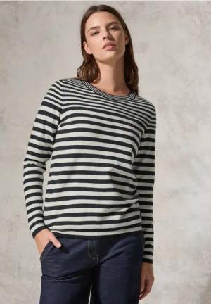 Cecil Damen Softer Streifenpullover in Blau, Gr: S