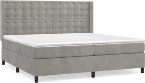 vidaXL Boxspringbett, Boxbett mit Matratze Hellgrau 200x200 cm Samt