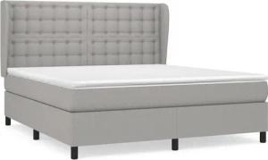 vidaXL Boxspringbett, Boxbett mit Matratze Hellgrau 160x200 cm Stoff