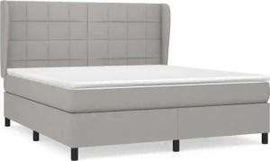 vidaXL Boxspringbett, Boxbett mit Matratze Hellgrau 160x200 cm Stoff