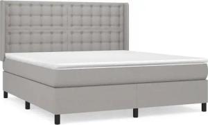 vidaXL Boxspringbett, Boxbett mit Matratze Hellgrau 160x200 cm Stoff