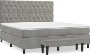 vidaXL Boxspringbett, Boxbett mit Matratze Hellgrau 160x200 cm Samt
