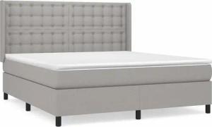 vidaXL Boxspringbett, Boxbett mit Matratze Hellgrau 180x200 cm Stoff