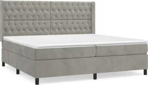 vidaXL Boxspringbett, Boxbett mit Matratze Hellgrau 200x200 cm Samt