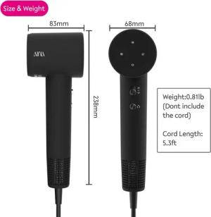 Aina Haartrockner für Frauen 4C dickes Haar, 110.000RPM, magnetische Aufsätze, 1600,00 W, Für unterwegs und leicht,Intelligentes Thermostat zum Schutz der Haare