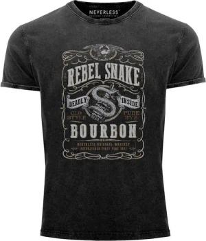 Neverless Print-Shirt Neverless® Herren T-Shirt Vintage Shirt Printshirt Whiskey Emblem mit Print
