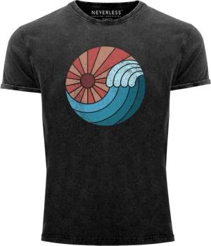 Neverless Print-Shirt Herren Vintage Shirt Welle Wave Sonne Sommer Retro Printshirt T-Shirt mit Print