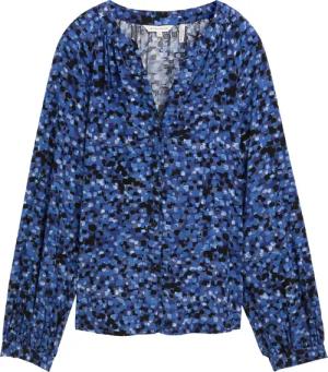 TOM TAILOR Damen Gemusterte Bluse mit LENZING™ ECOVERO™, blau, Gemustert, Gr. 34