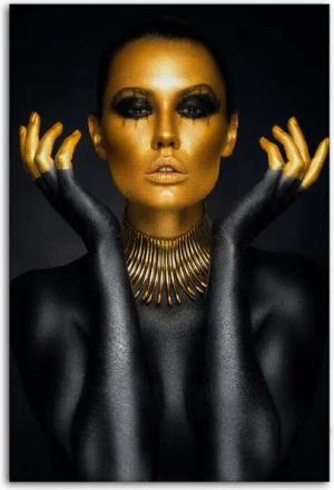 SimpleCanvas Wanddekoobjekt Golden Face III - Leinwandbild Luxuriös, Wandbild Goldenes Gesicht, Geld, Luxuriös, Modern