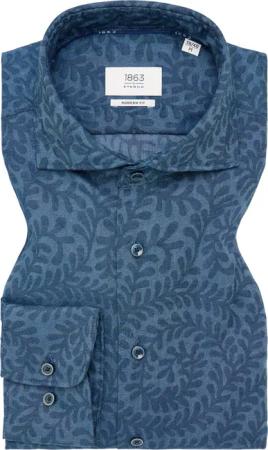 MODERN FIT Hemd in dark indigo bedruckt