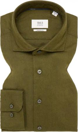MODERN FIT Hemd in khaki unifarben