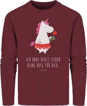 Mr. & Mrs. Panda Longpullover Einhorn Dame Größe M - Burgundy - Geschenk, Pullover, Pullover Frauen (Packung, 1-tlg., Organic Pullover Einhorn Dame) Handgefertigt