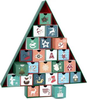 BRUBAKER befüllbarer Adventskalender Tannenbaum 2024 - Weihnachtskalender zum Befüllen (51 cm groß aus Pappe - Grün Bunt, 1-tlg), DIY Kalender mit 24 Türchen für Gutscheine und Süßigkeiten