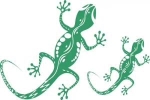 Wandtattoodesign Wandtattoo Wandaufkleber Aufkleber Gecko 2er Set verschiedene Farben, Selbstklebend, abwischbar